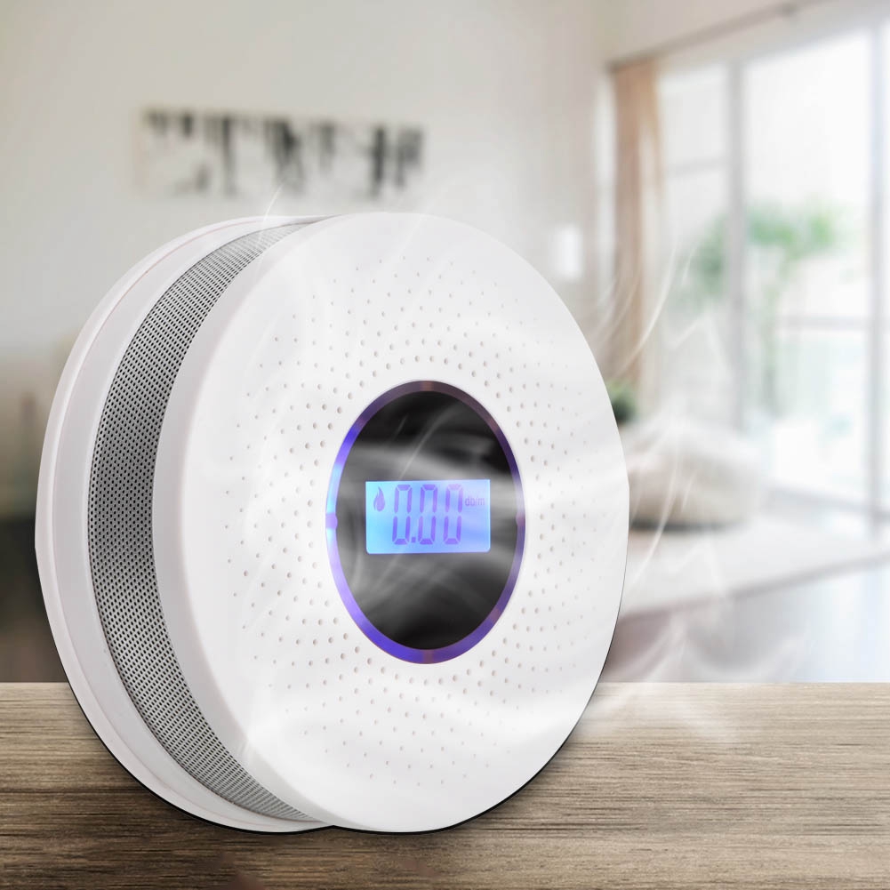2 in 1 LED Digital Gas Smoke Alarm Co Carbon Monoxide Detector Voice Warning Sensor